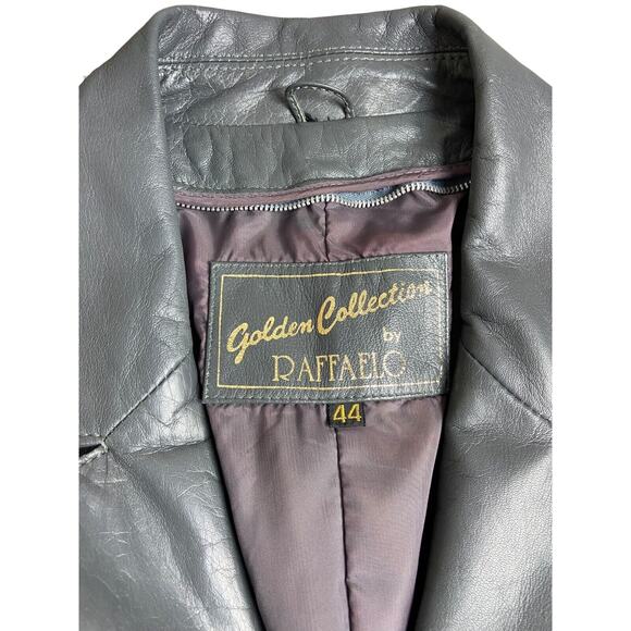 Golden Collection Mens Ash Gray Vintage Button Front Leather Lined Jacket SZ 44 - Picture 7 of 11